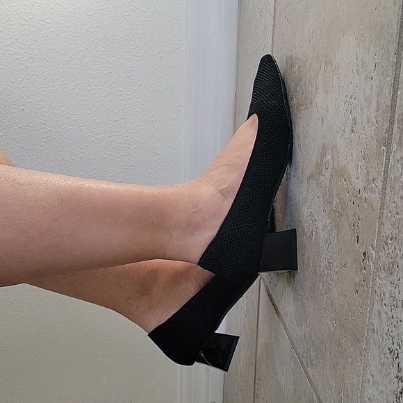 Women's Dress Shoes, Comfortable Knitted Shoes with Chunky Heel and Closed Toe - Picture 6 of 12